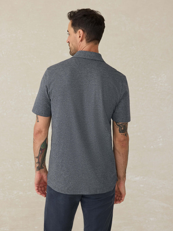 Faherty Short-Sleeve Movement™ Pique Polo - Dusty Iron Heather Men's Knits
