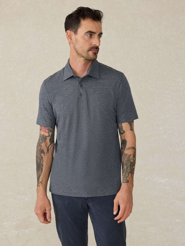 faherty Short-Sleeve Movement™ Pique Polo - Dusty Iron Heather Men's Knits