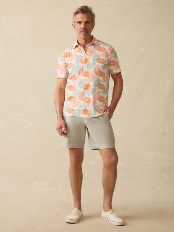 Faherty Short-Sleeve Movement™ Pique Polo - Ivory Paradise Palm Men's Knits
