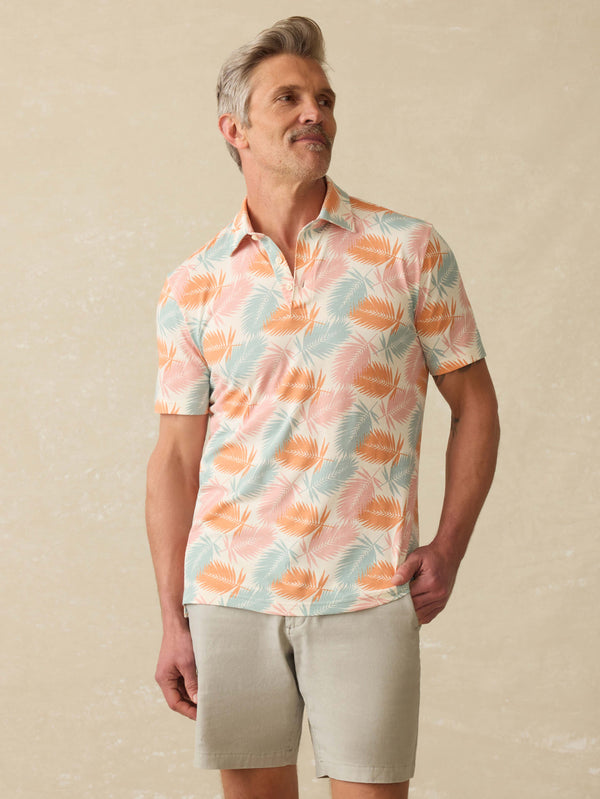 faherty Short-Sleeve Movement™ Pique Polo - Ivory Paradise Palm Men's Knits