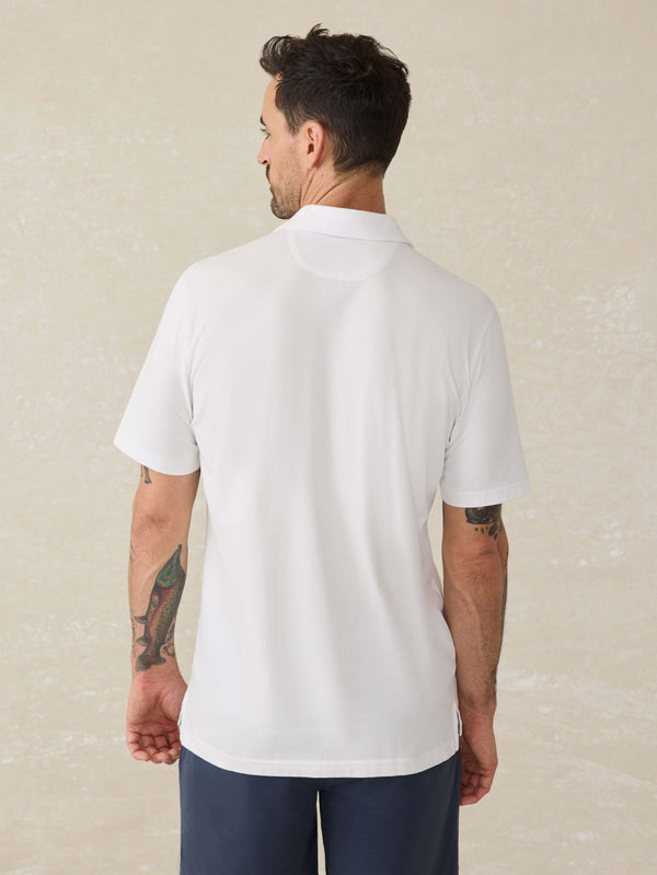 Faherty Short-Sleeve Movement™ Pique Polo - Pure White Men's Knits