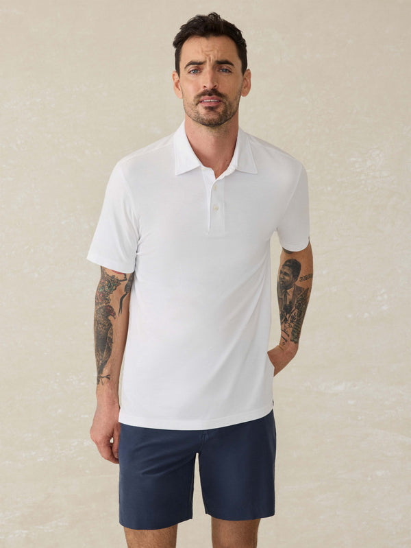 faherty Short-Sleeve Movement™ Pique Polo - Pure White Men's Knits