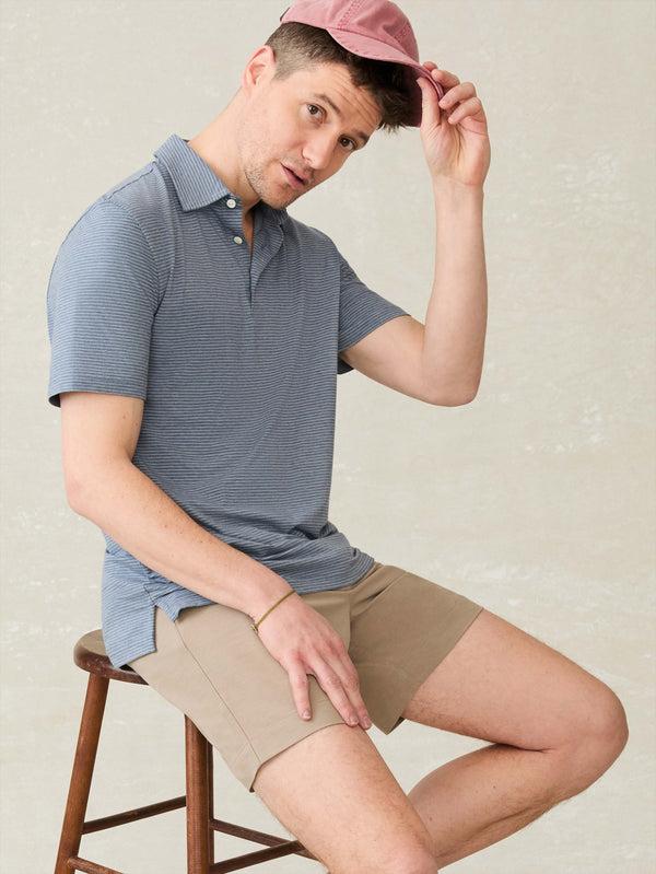 Faherty Short-Sleeve Movement™ Polo Shirt - Azure Beach Stripe Men's Knits