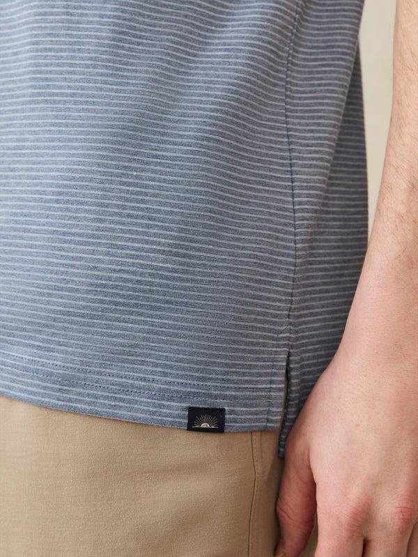 Faherty Short-Sleeve Movement™ Polo Shirt - Azure Beach Stripe Men's Knits