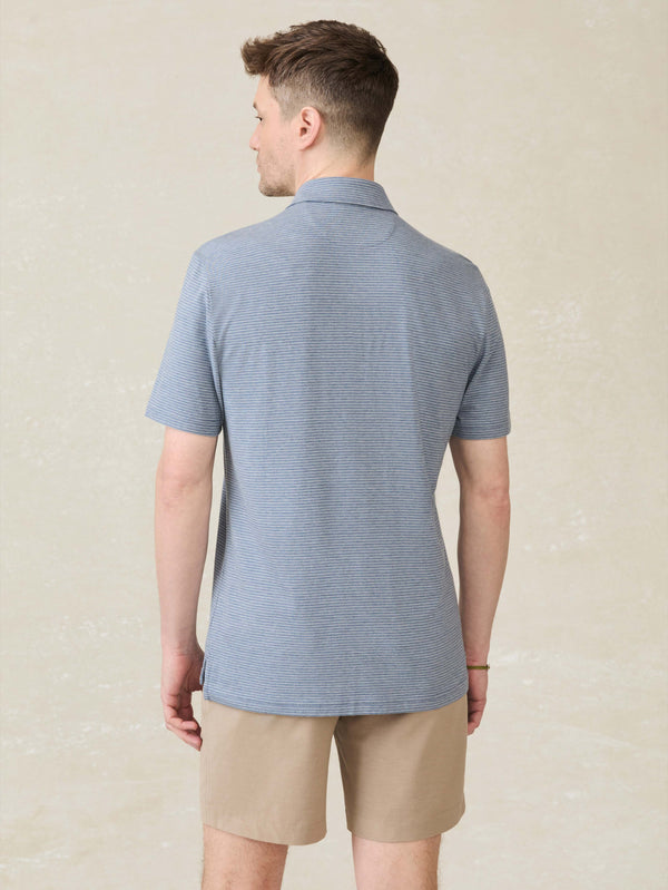 Faherty Short-Sleeve Movement™ Polo Shirt - Azure Beach Stripe Men's Knits