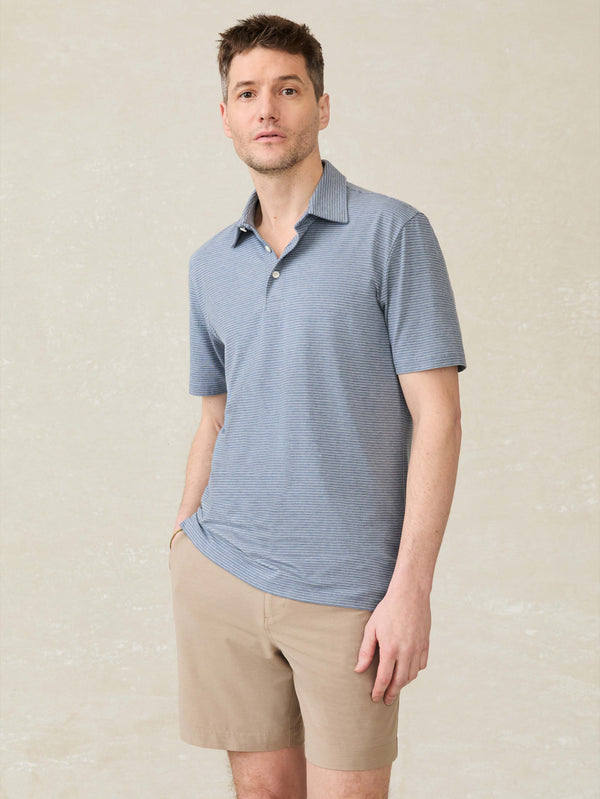 faherty Short-Sleeve Movement™ Polo Shirt - Azure Beach Stripe Men's Knits