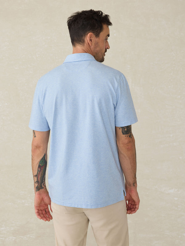 Faherty Short-Sleeve Movement™ Polo Shirt - Cardiff Blue Heather Men's Knits