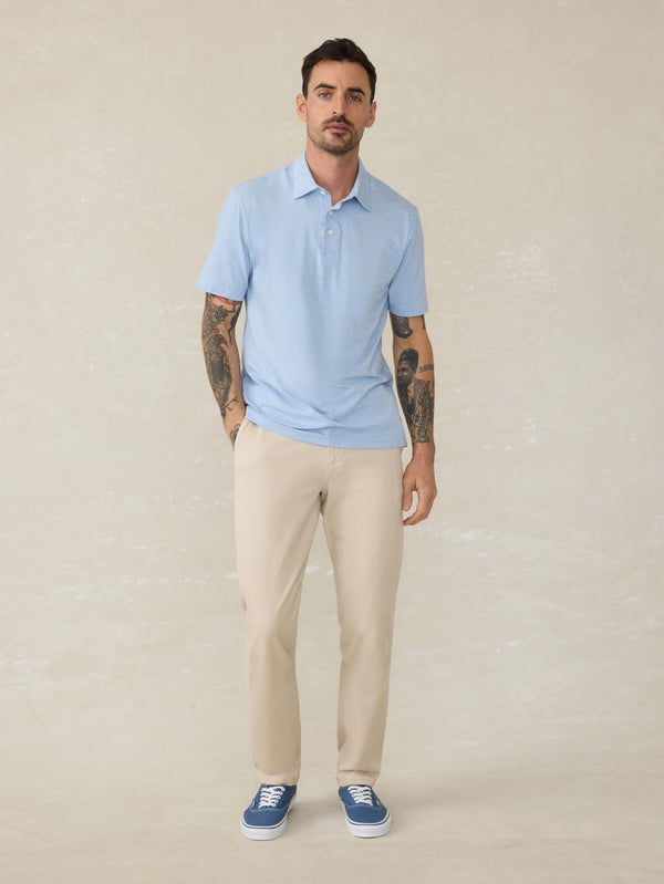Faherty Short-Sleeve Movement™ Polo Shirt - Cardiff Blue Heather Men's Knits