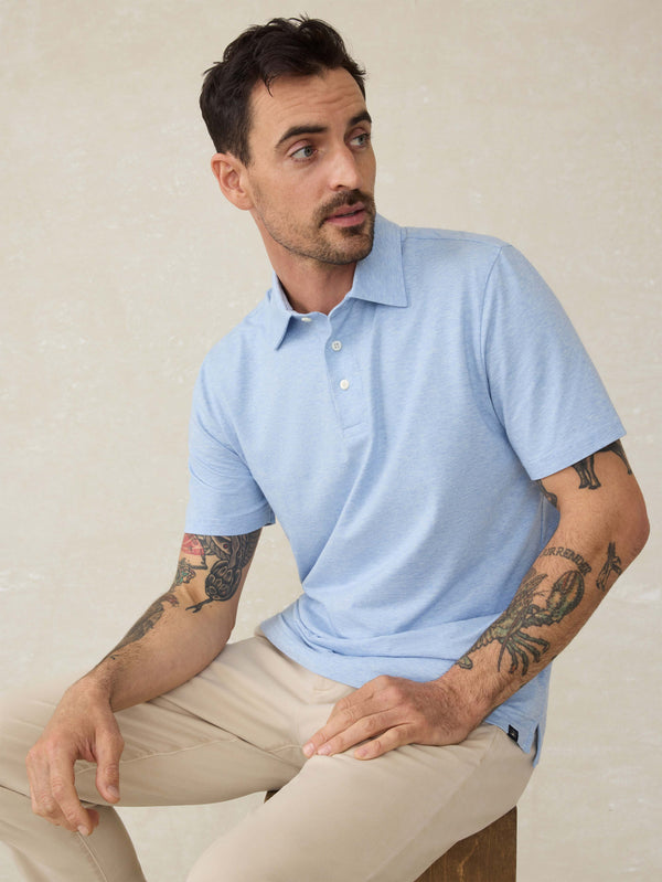 faherty Short-Sleeve Movement™ Polo Shirt - Cardiff Blue Heather Men's Knits
