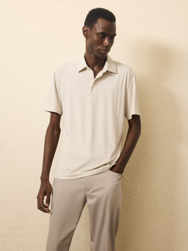Faherty Short Sleeve Movement™ Polo Shirt - Logan Creek Stripe Men's Knits