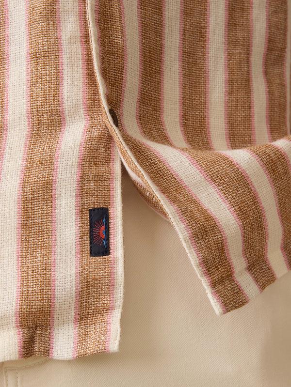 Faherty Short-Sleeve Palma Linen Camp Shirt - Sienna Valley Stripe Men's Button Ups