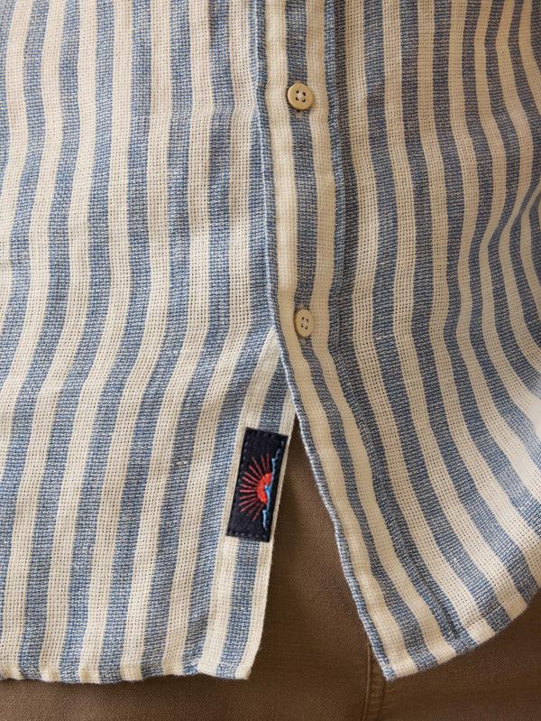 Faherty Short-Sleeve Palma Linen Shirt - Horizon Ivory Stripe Men's Button Ups