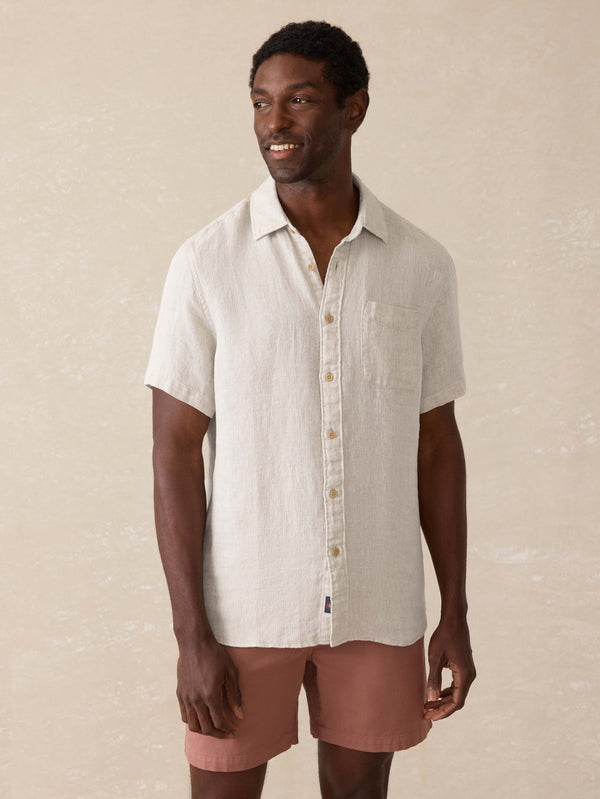 faherty Short-Sleeve Palma Linen Shirt - Natural Men's Button Ups