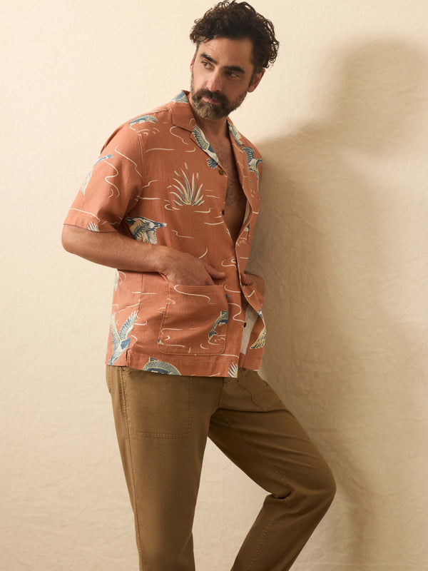 Faherty Short-Sleeve Resort Shirt - Red Riverside Men's Button Ups