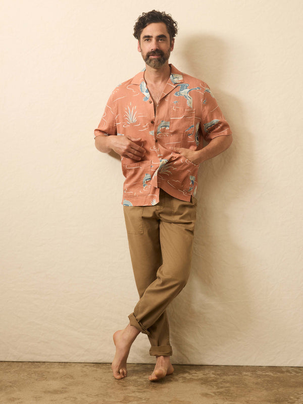 Faherty Short-Sleeve Resort Shirt - Red Riverside Men's Button Ups
