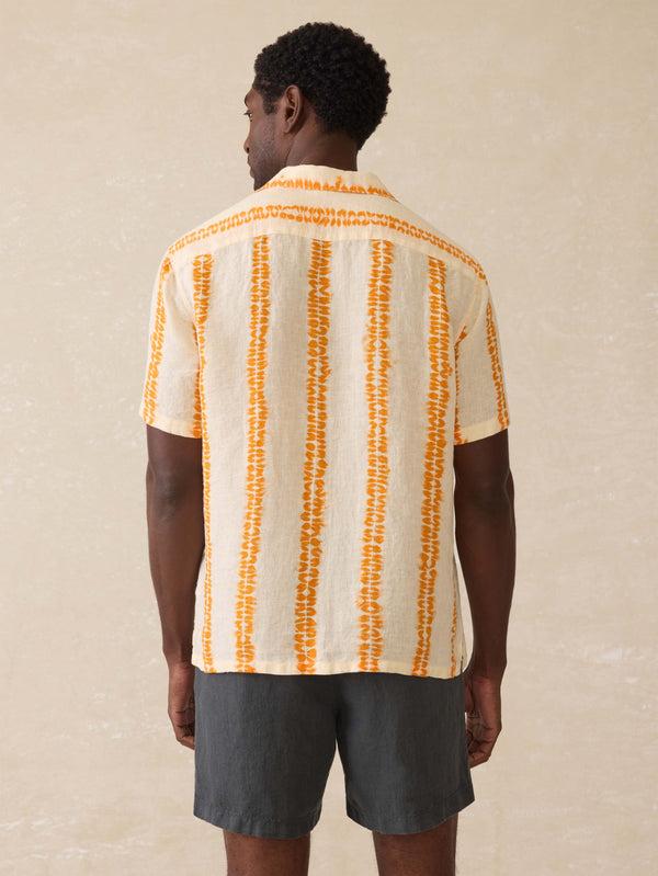 Faherty Short Sleeve Shibori Palma Linen Shirt - Citrus Valley Men's Button Ups