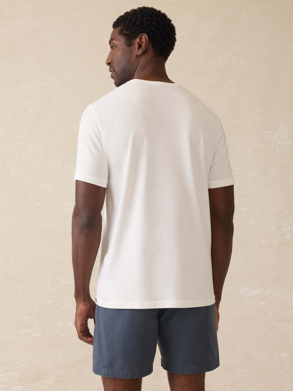 Faherty Short-Sleeve Shorelite UPF Tee - White Surf Stripe Men's Knits