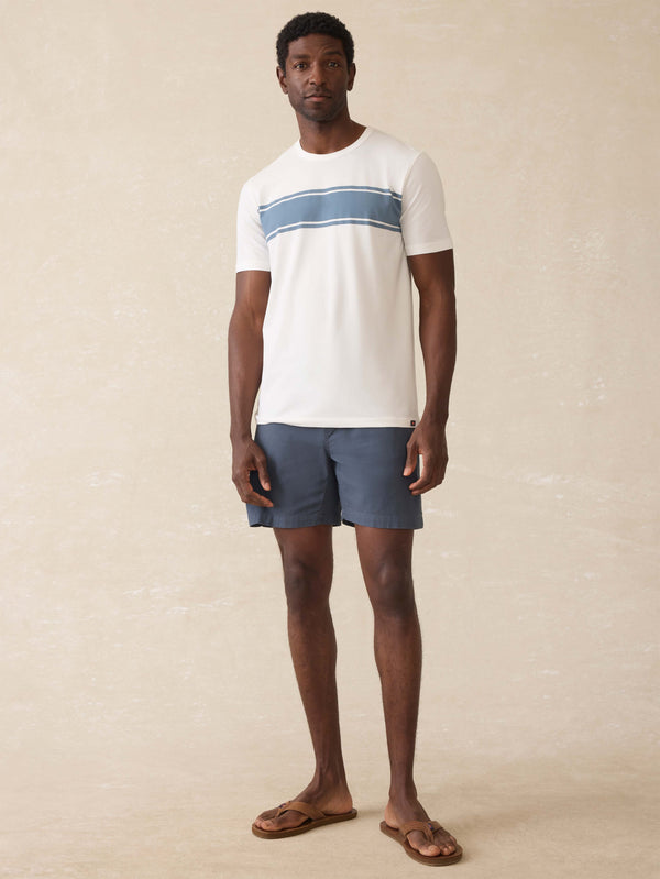 Faherty Short-Sleeve Shorelite UPF Tee - White Surf Stripe Men's Knits