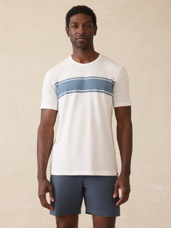 faherty Short-Sleeve Shorelite UPF Tee - White Surf Stripe Men's Knits
