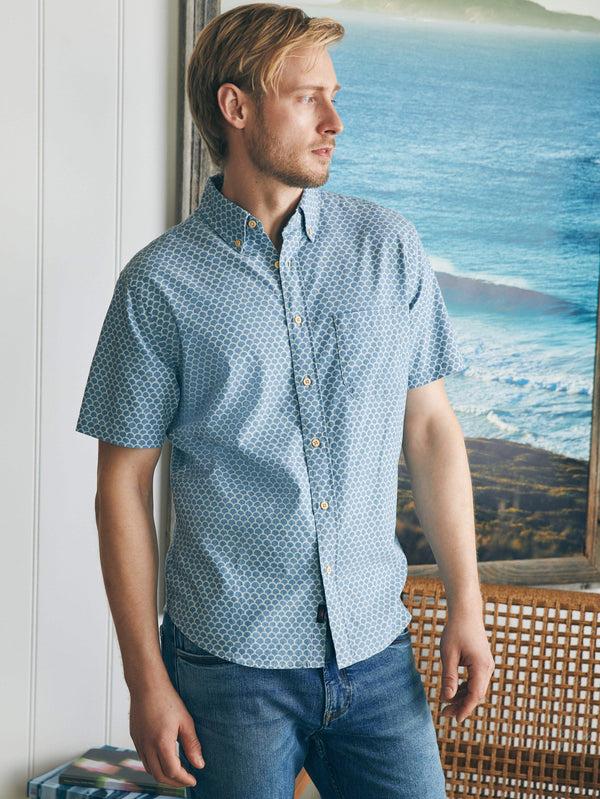 faherty Short-Sleeve Stretch Playa Shirt - Fishscale Redux Men's Button Ups