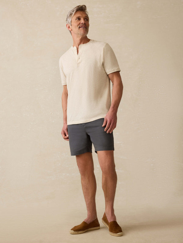 Faherty Short-Sleeve Sunwashed Henley - Island Dune Heather Men's Knits