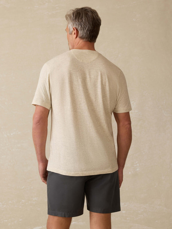 Faherty Short-Sleeve Sunwashed Henley - Island Dune Heather Men's Knits