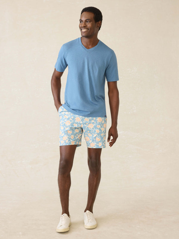 Faherty Short-Sleeve Sunwashed Regenerative Cotton V-Neck Tee - Blue Shore Men's Knits