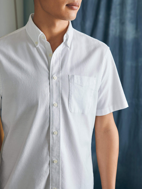 Faherty Short-Sleeve Supima Oxford Shirt - Pure White Men's Button Ups
