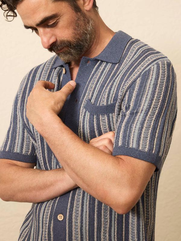 Faherty Short-Sleeve Sweater Shirt - River Cliffs Stripe Men's Sweaters