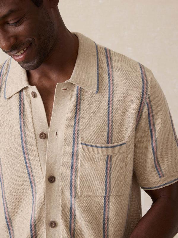 Faherty Short-Sleeve Sweater Shirt - Summit Creek Stripe Men's Sweaters