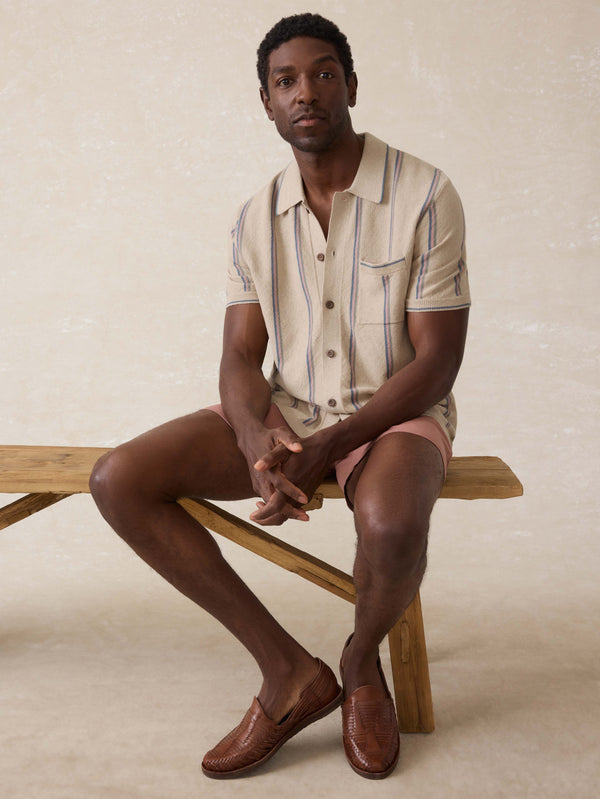 Faherty Short-Sleeve Sweater Shirt - Summit Creek Stripe Men's Sweaters