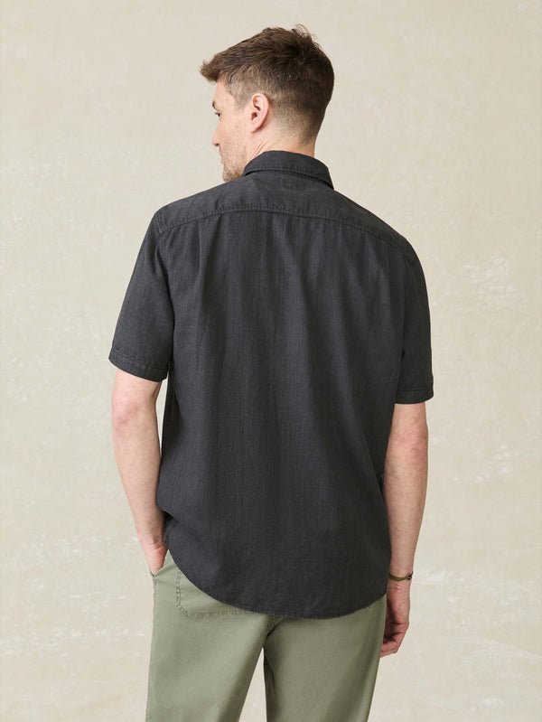 Faherty Short-Sleeve Tried And True Chambray Shirt - Durango Black Men's Button Ups
