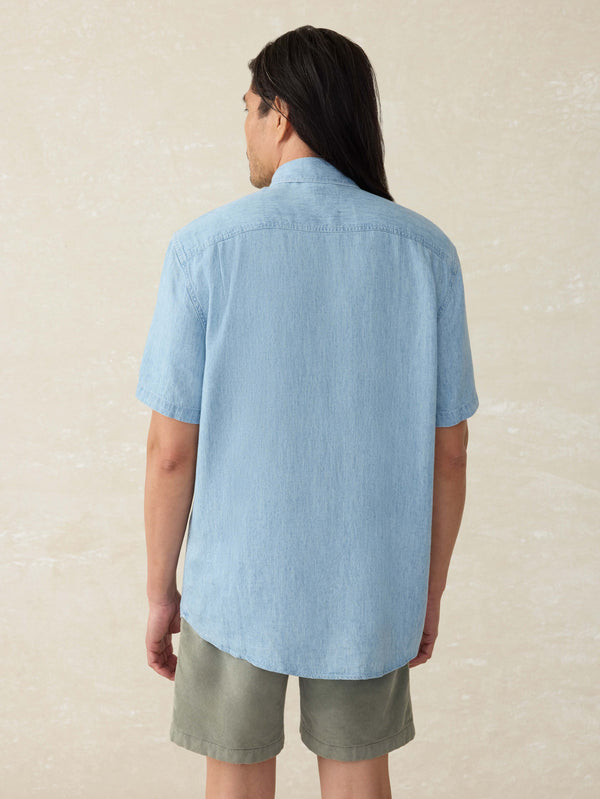 Faherty Short-Sleeve Tried And True Chambray Shirt - Vintage Indigo Men's Button Ups