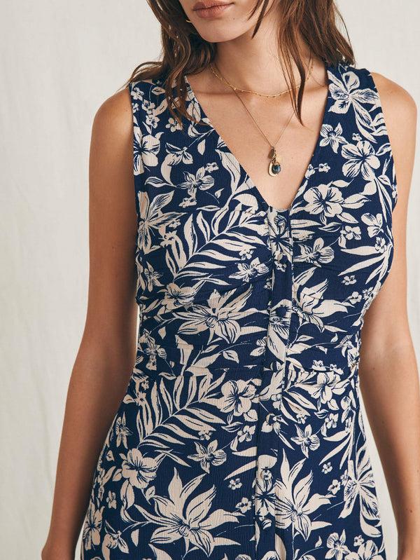 Faherty Siena Midi Dress - Navy Canopy Floral Women's Dresses