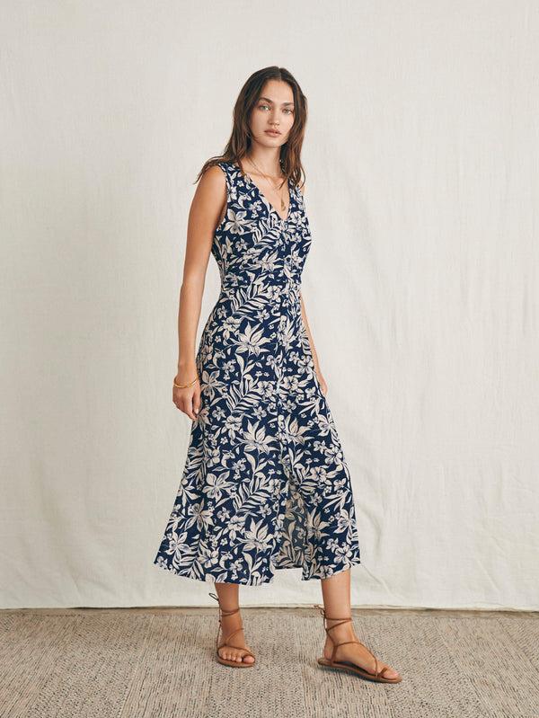 Faherty Siena Midi Dress - Navy Canopy Floral Women's Dresses