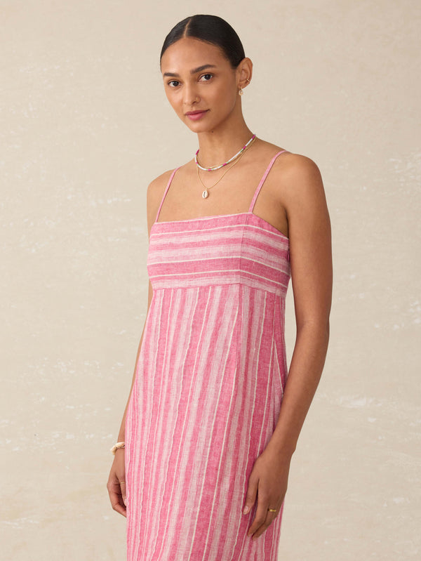 Faherty Sienna Linen Sun Dress - Granita Stripe Women's Dresses
