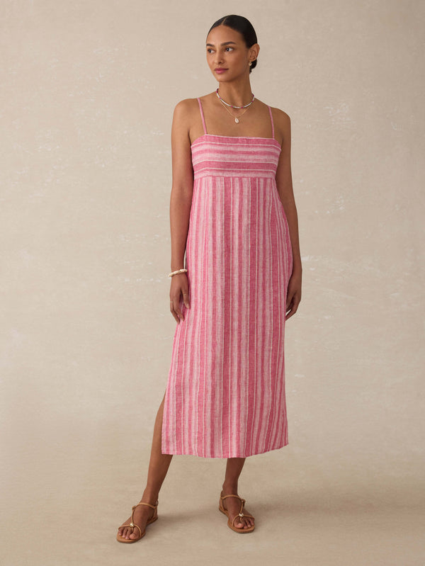 faherty Sienna Linen Sun Dress - Granita Stripe Women's Dresses