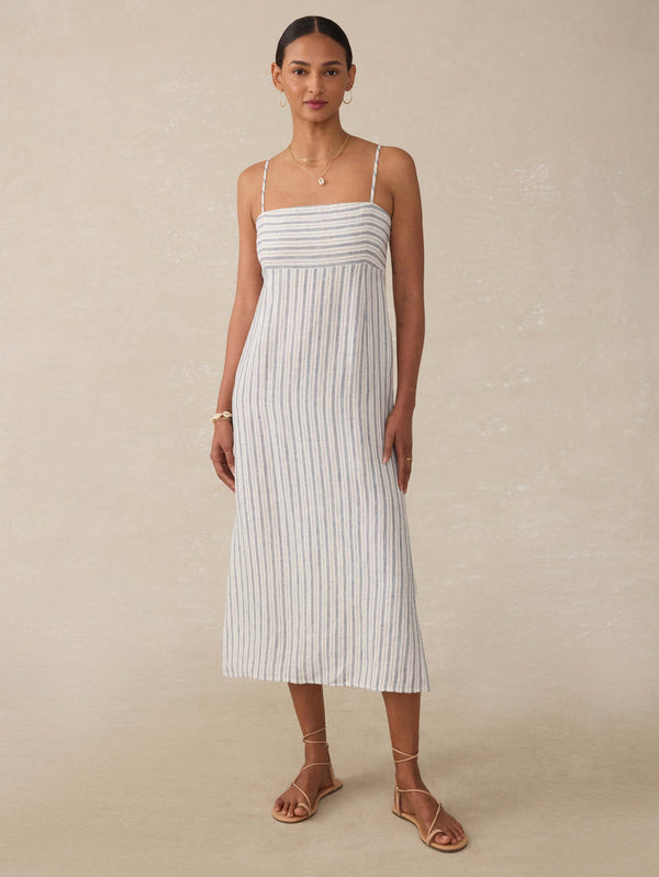 faherty Sienna Linen Sun Dress - Oceanside Stripe Women's Dresses
