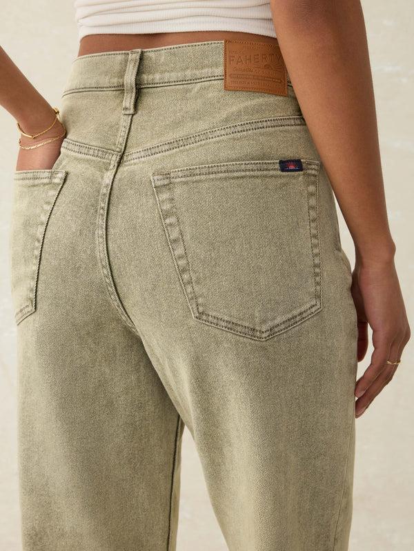 Faherty Slim Straight Sunwashed Denim - Olive Haze Wash Women's Bottoms