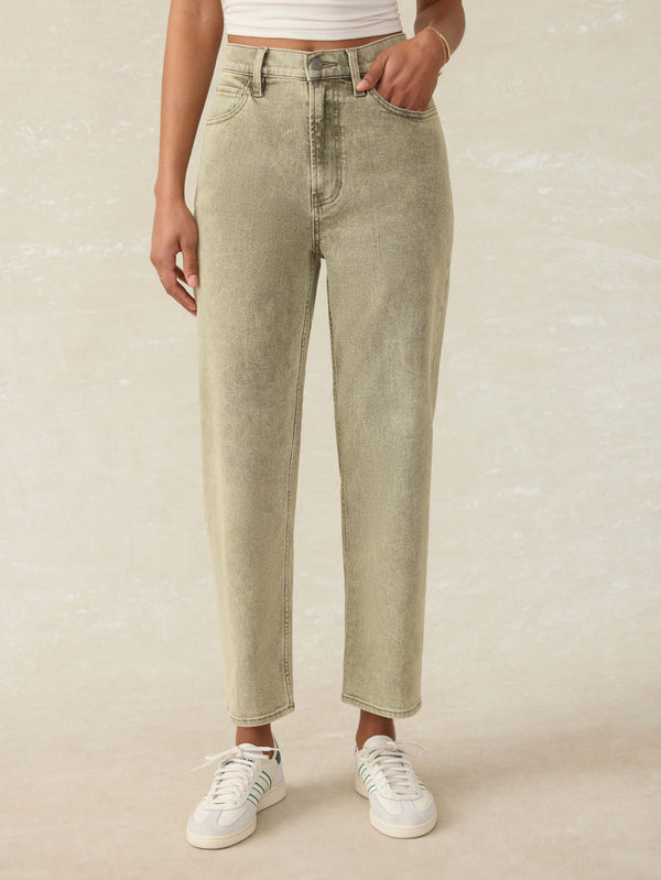Faherty Slim Straight Sunwashed Denim - Olive Haze Wash Women's Bottoms