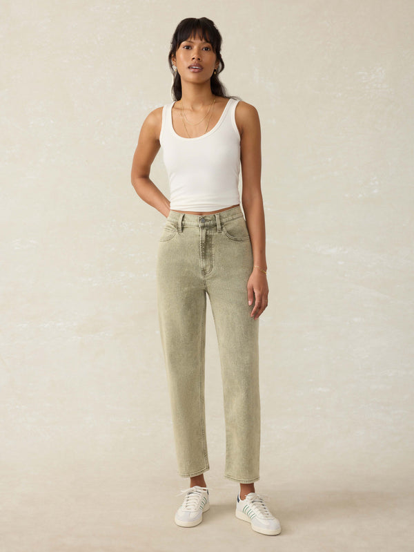 Faherty Slim Straight Sunwashed Denim - Olive Haze Wash Women's Bottoms