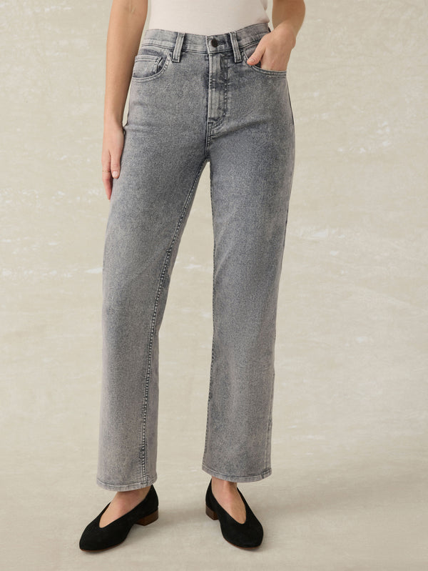 Faherty Slim Straight Sunwashed Denim - Washed Black Women's Bottoms