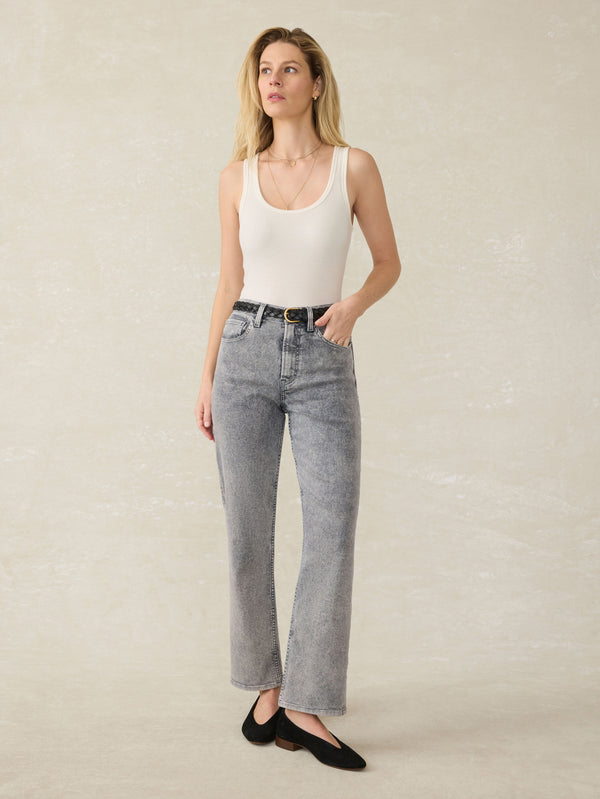 faherty Slim Straight Sunwashed Denim - Washed Black Women's Bottoms