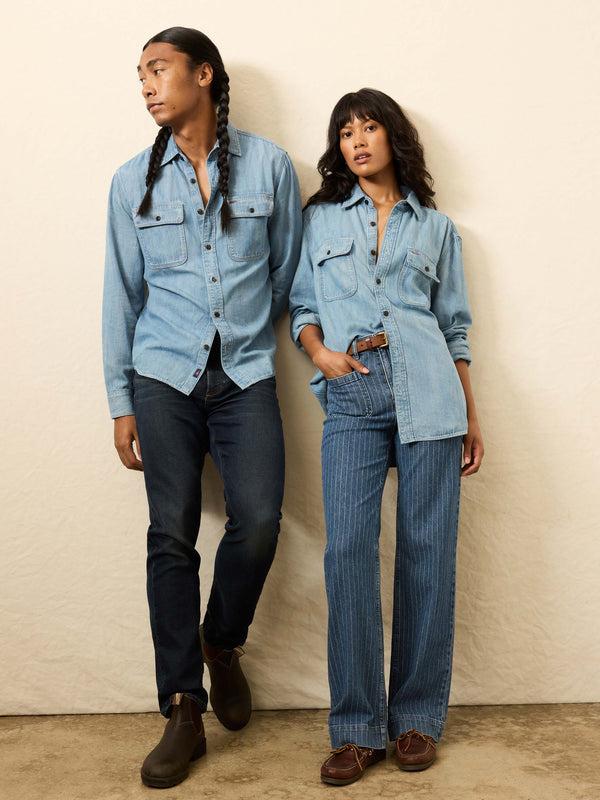 Faherty Steven Paul Judd Thunderbird Denim Workshirt - Rainy Mountain Wash Men's Button Ups