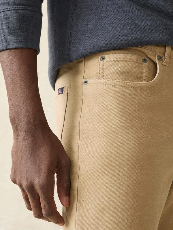 Faherty Stretch Terry 5-Pocket Athletic Fit - Desert Khaki Men's Bottoms