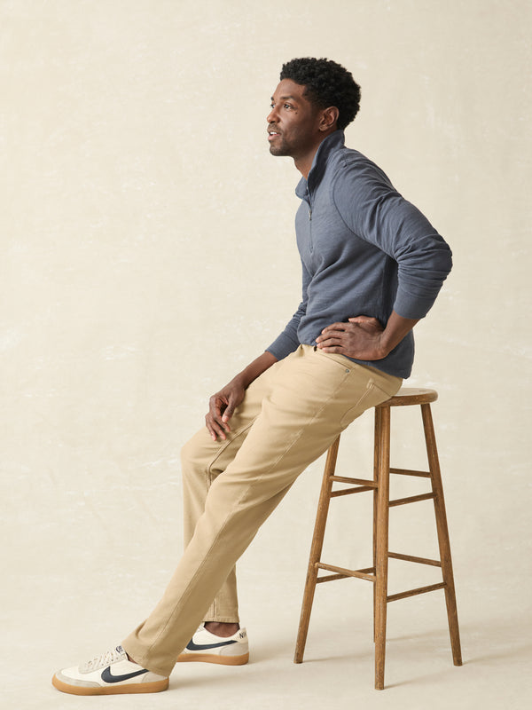 Faherty Stretch Terry 5-Pocket Athletic Fit - Desert Khaki Men's Bottoms