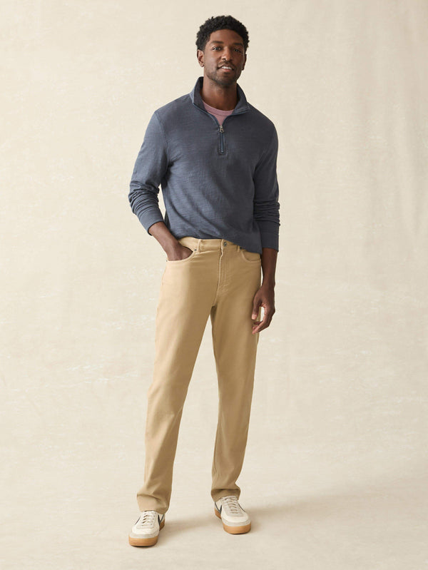 Faherty Stretch Terry 5-Pocket Athletic Fit - Desert Khaki Men's Bottoms