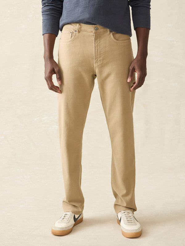 faherty Stretch Terry 5-Pocket Athletic Fit - Desert Khaki Men's Bottoms