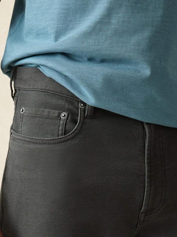 Faherty Stretch Terry 5-Pocket Athletic Fit - Onyx Black Men's Bottoms