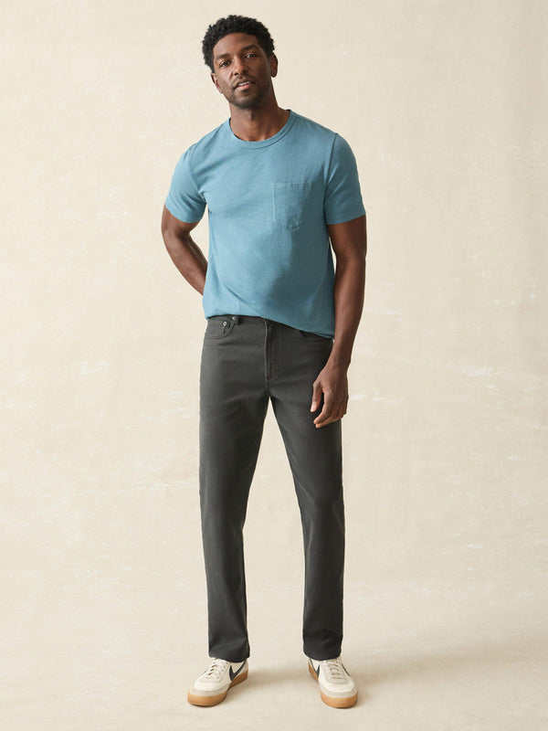 Faherty Stretch Terry 5-Pocket Athletic Fit - Onyx Black Men's Bottoms